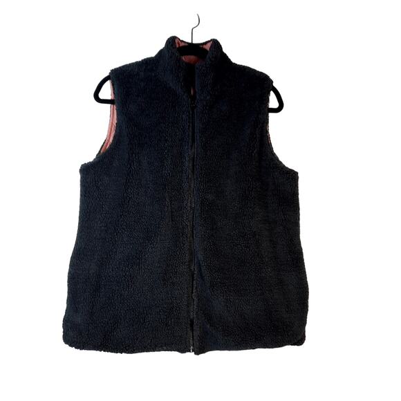 SIMPLY‎ SOUTHERN WOMEN'S L FLEECE/QUILTED REVERSIBLE VEST RASPBERRY/DARK GRAY - Picture 1 of 8